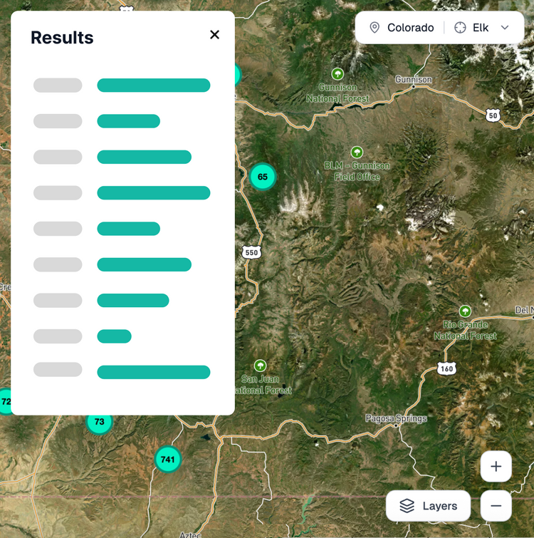 Mapping layers with hunt data